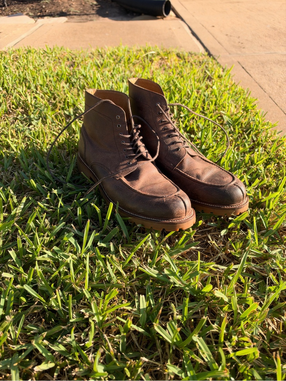 Banana Republic Brown Leather Moc Toe Lace-Up Boots